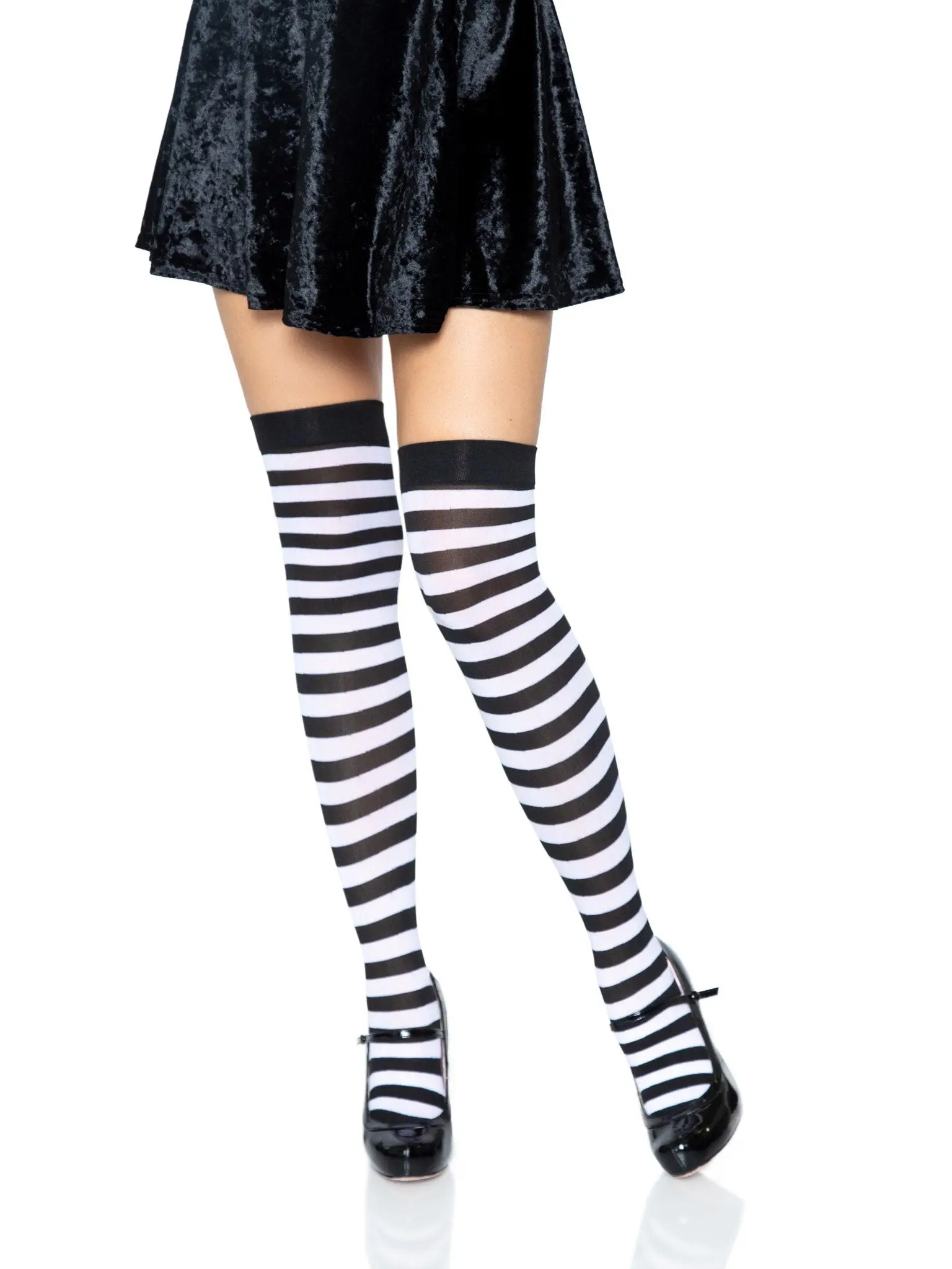 Cari Striped Opaque Thigh High Stockings Cari Striped Opaque Thigh High Stockings