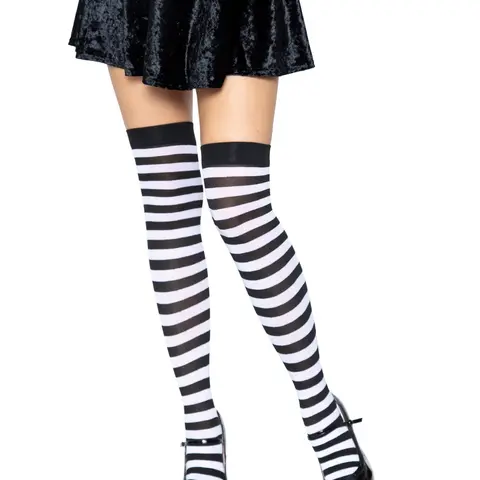 Leg Avenue Women's Cari Striped Opaque Thigh-High Knee-High Socks - Cute, Soft Fabric, Perfect Fit, Drip Dry, Casual Novelty Women's Underwear Accessory