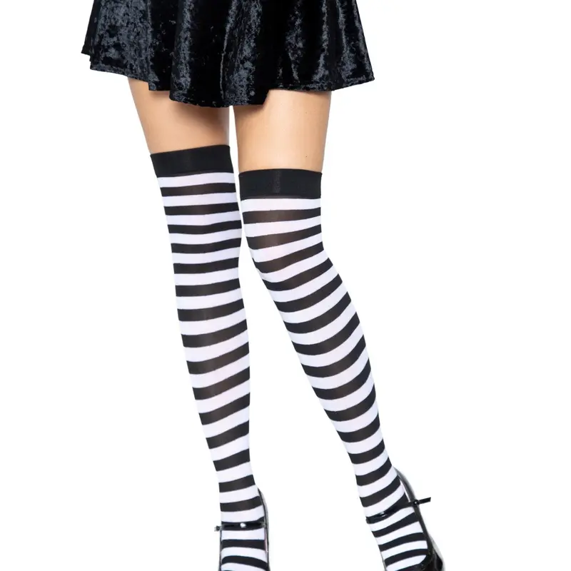 Leg Avenue Women's Cari Striped Opaque Thigh-High Knee-High Socks - Cute, Soft Fabric, Perfect Fit, Drip Dry, Casual Novelty Women's Underwear Accessory