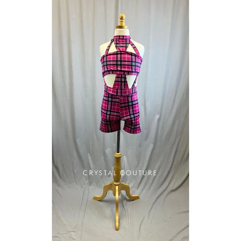 *Brand New* Pink/Purple/Black Plaid Biketard