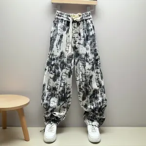Men's Autumn/Winter Tie-Dye Harem Pants Distressed Cuffed Casual Trousers Corduroy Joggers for Comfortable Wear