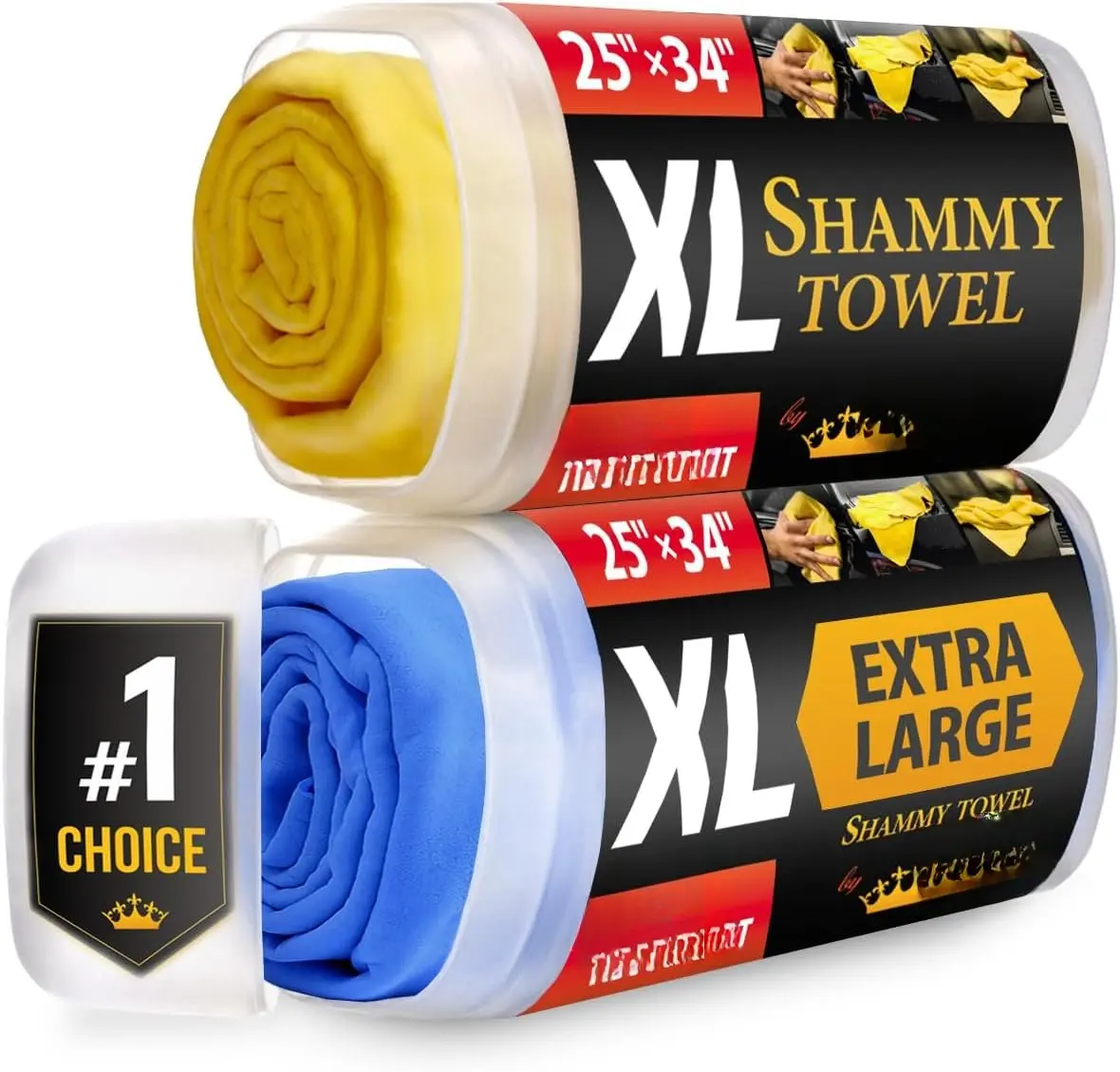 XL Shammy Towel for  - 2pk (34x25) - Super Absorbent Chamois Cloth - Spots & Scratch-Free -   Drying Towels