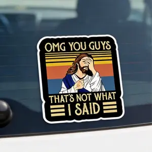 Cartoon Jesus Pattern Car Sticker, Car ExteriorDecorative Stickers, Multipurpose Self Adhesive Decal for Car Bumper,Phone, Laptop, Skateboard, Scrapbook Sticker Decals, Sticker for Car