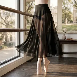 Women's Ballet Dance Skirt - Soft Mesh Pull-On Elastic Waist Skirt for Adult Ballerina Dancewear, Practice, Performance, Comfortable Stretchable Lightweight Elegant Clothing