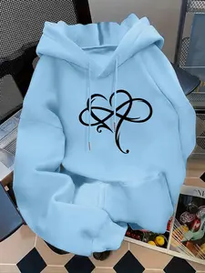 Women's Fashion Hoodie with Letter Print Kangaroo Pocket, Casual Long Sleeve Sweatshirt for Fall & Winter, Daily Wear