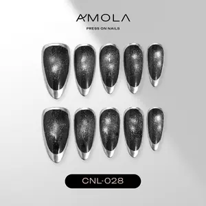 (Buy 2 Get 1) AMOLA Cat Eyes Collection - Press on nails Handmade Press-On Nails [Free Tools with 3M Glue Tabs] Reusable, Long-Lasting, Salon-Quality