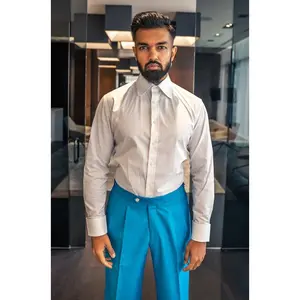 Ese White Stripe Tall Single Button Collar Shirt