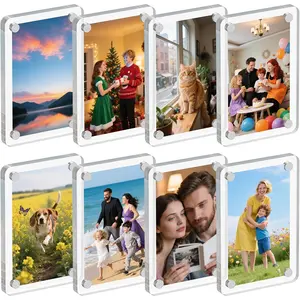 8 Pack   Picture Frame for Fridge, 2.36x3.54 Inch  Frame for Refrigerator, Clear Instax Photo Frames, Mini Picture  Frames for , School, Office