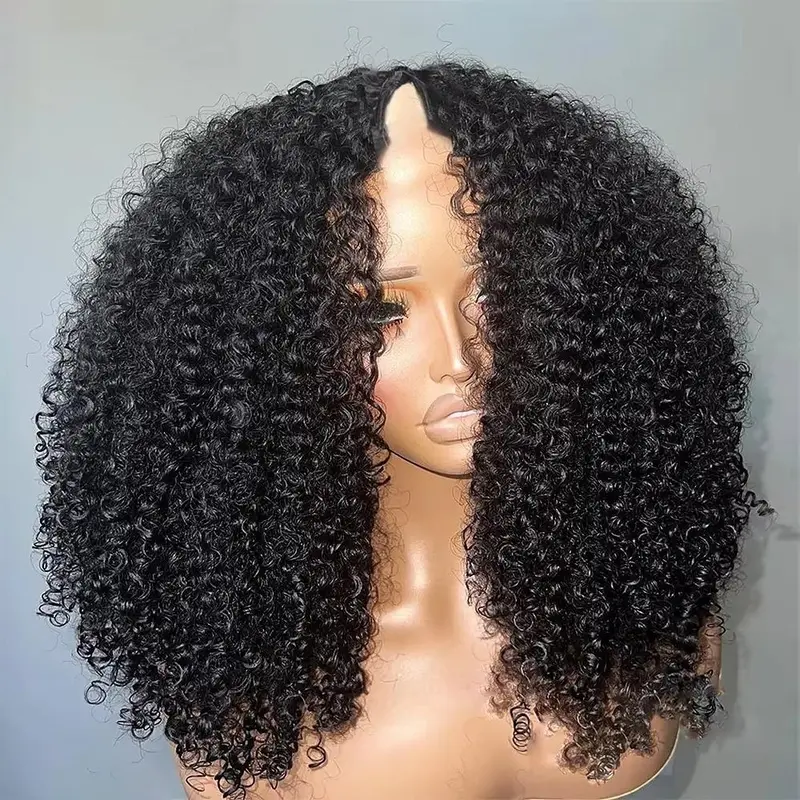 CORIIANA 250% V Part Human Hair Wig Brazilian Afro Kinky Curly Wigs Human Hair For Black Women Cheap Full Machine Made Wig Beginner Friendly 200 Density