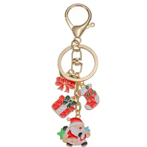 Christmas Keychain Charms Accessories, Xmas Socks Santa Claus Keychain Key Ring for Men Women Car Bag Purse Decor