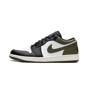 Air Jordan 1 Low "Black Toe Medium Olive" 553558 092