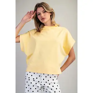 EE:SOME Butter Yellow Mock Neck Top