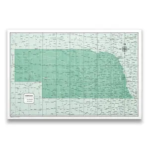Push Pin Nebraska Map (Pin Board) - Green Color Splash