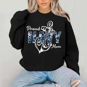 Navy Mom Mothers Day Sweatshirt – Proud U.S. Navy Anchor Graphic Design, Military Mom Support Apparel, Meaningful Gift for Mothers of Navy Service Members.
