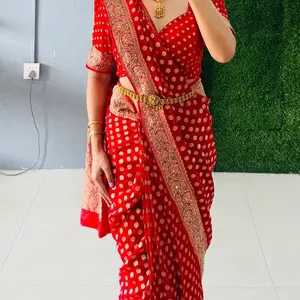 Women's Readymade Georgette Khaddi Saree with Blouse, Womenswear Costume Set