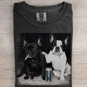 Comfort Colors French Bulldog Best Friends T-Shirt, Funny Frenchie Dog Meme Tee, Vintage 90s Pet Graphic Shirt, Retro Dog Lover Gift Tee, Casual Streetwear Shirt