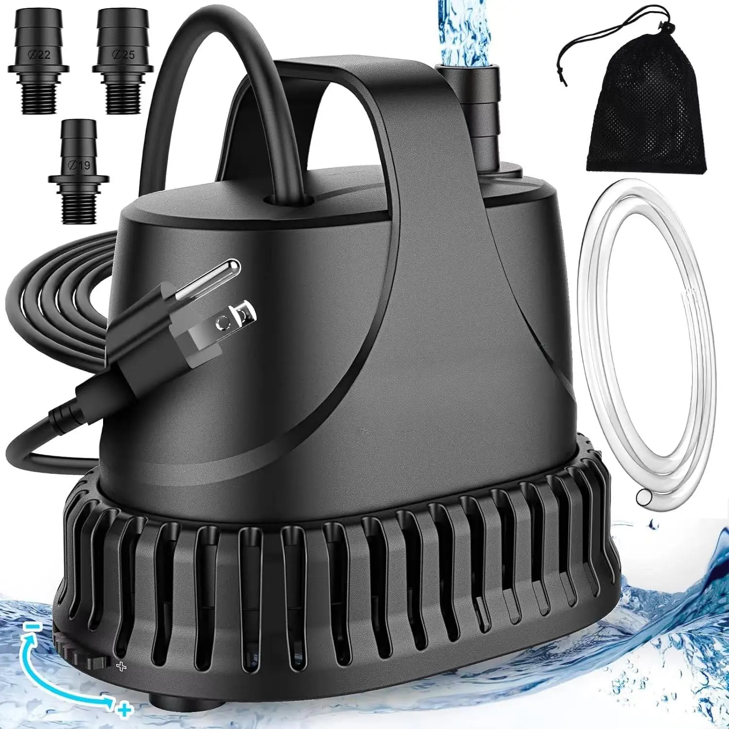 800GPH Submersible Water Pump, 40W Fountain Pump, Sump Pump, Pond Pump, 3000L/H Water Pump with 7ft Power Cord for Aquarium, Water Table, Waterfall, Fish Tank, Hydroponics