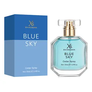 SHINESONN Blue Sky Cedar Spray Men's Perfume. The top notes are various fruity scents; The middle notes are bergamot, lavender, and rosemary; The base note is a fresh floral scent. 50mL (1.69 fl. oz).  Unique fragrance, showing the confident charm of men