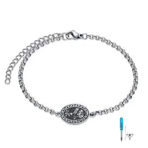 MEIDERBO Dream Chaser Birth Flower Urn Bracelet 925 Sterling Silver July Lotus Pendant Holds Ashes Bella Chain Stainless Steel Bead Chain 7+2 Inch