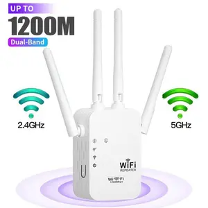 WiFi Range Extender 2025, 1200Mbps Dual Band (5GHz/2.4GHz) Signal Booster, 10,000 sq. ft Coverage for 50 Devices, Dual Band Repeaters with Ethernet Port for Home Use, Range Extender Repeaters