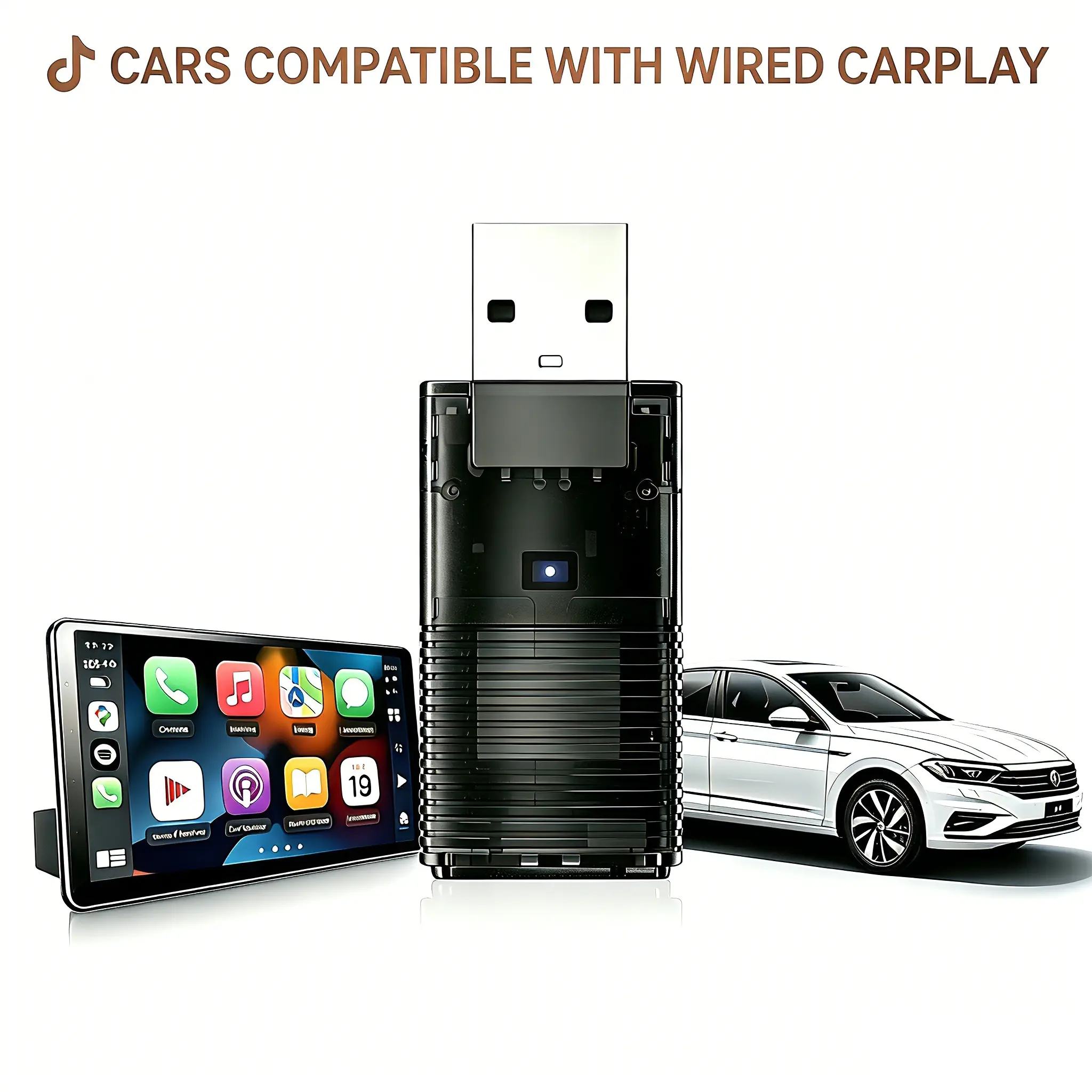 Ottocast Mini Cube , 2026 Upgrade 2in1 Wireless CarPlay & Android Auto Adapter, Plug & Play, WLAN Dual-Band 2.4G+5G, Auto Reconnect, Compatible with After 2016 Cars with Wired CarPlay/Android Auto
