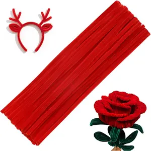 60 PCS Red Pipe Cleaners,Pipe Cleaners Chenille Stem,Pipe Cleaners Bulk,Art Pipe Cleaners for Creative Home Decoration Supplies and Crafts Project