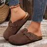 Suede Clogs for Women and Men - Adjustable Buckle Slip-on Cork Footbed Mules with Antislip Sole - Unisex Slippers Brown Springfresh Cork Platform Shoes Summer Vibes