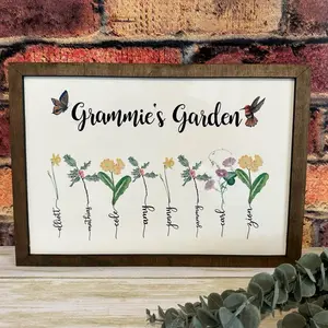 Customizable Birth Flower Sign Decor Gift Decoration