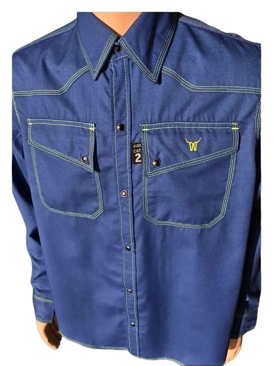 Weld-A-Beast Ultra Light 4.9oz FR Button-Up Western Style Welding Shirt/NFPA 2112 (Cat 2)