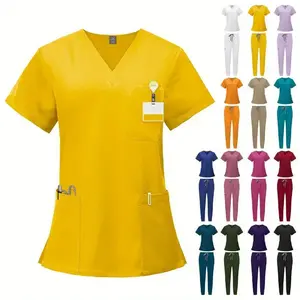 2 Piece Set Hospital Scrub Sets Uniform Women Jogger Suit Nurse Accessories Scrub Sets Pharmacy Healthcare Work Wear Unisex