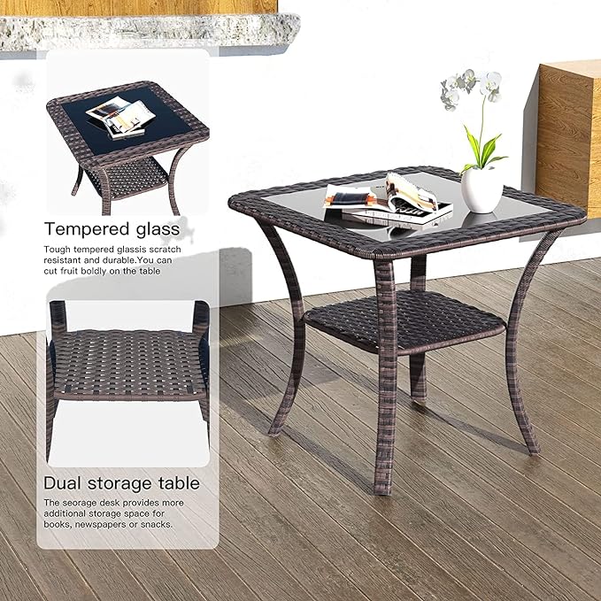 Kullavik 3-Piece Patio Sofa Set, Outdoor Furniture with 4-in Thick Cushions, 360-Degree Swivel Rocking Chairs and Rattan Side Table for Garden, Porch Kullavik 3-Piece Patio Sofa Set, Outdoor Furniture with 4-in Thick Cushions, 360-Degree Swivel Rocking Chairs and Rattan Side Table for Garden, Porch