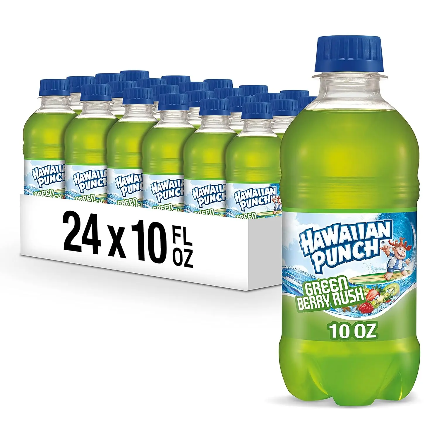 Hawaiian Punch Green Berry Rush Fruit Juice Drink, 10 Fl Oz Bottles, 24 Count (4 Packs Of 6), Ready-to-drink, On-the-go, Caffeine-free, Carbonation-free, Gluten-free, Excellent Source Of Vitamin C
