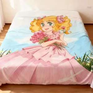 Candy Candy Blanket Candy Girl Anime Official Licensed Flannel Throw Soft Warm All Season Romantic Moonlit Roses Design Vibrant Digital Print Bed Sofa Camping Travel Gift for Anime Fans Home Decor Christmas Birthday