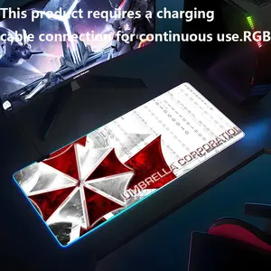 R-Resident Evil  Mouse Pad RGB Rubber Antislip Keyboard Pad 40x90cm  Mousepad Gaming Accessories XXL Office Computer Mat