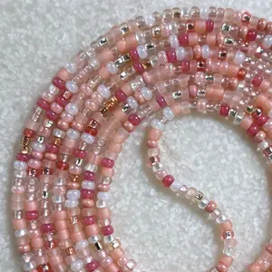 PRETTY ENERGY - Tie On Waist Beads - 45 to 60 inches Waistbeads - Pink Waistbeads - Valentines Day Waistbeads - Love Waistbeads - Made By Venus Waistbeads