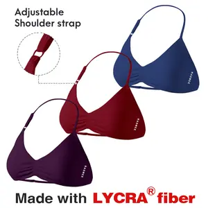 3pcs Lycra Women's Strappy Bras Halter Bra Seamless Open Back Sports Bras Bralette Crop top with Adjustable Thin Strap & Removable Cups Sports Bra for Women Strappy Bras Halter Bra Seamless Open Back Workout Bra Bralette Crop top with Adjustable Straps