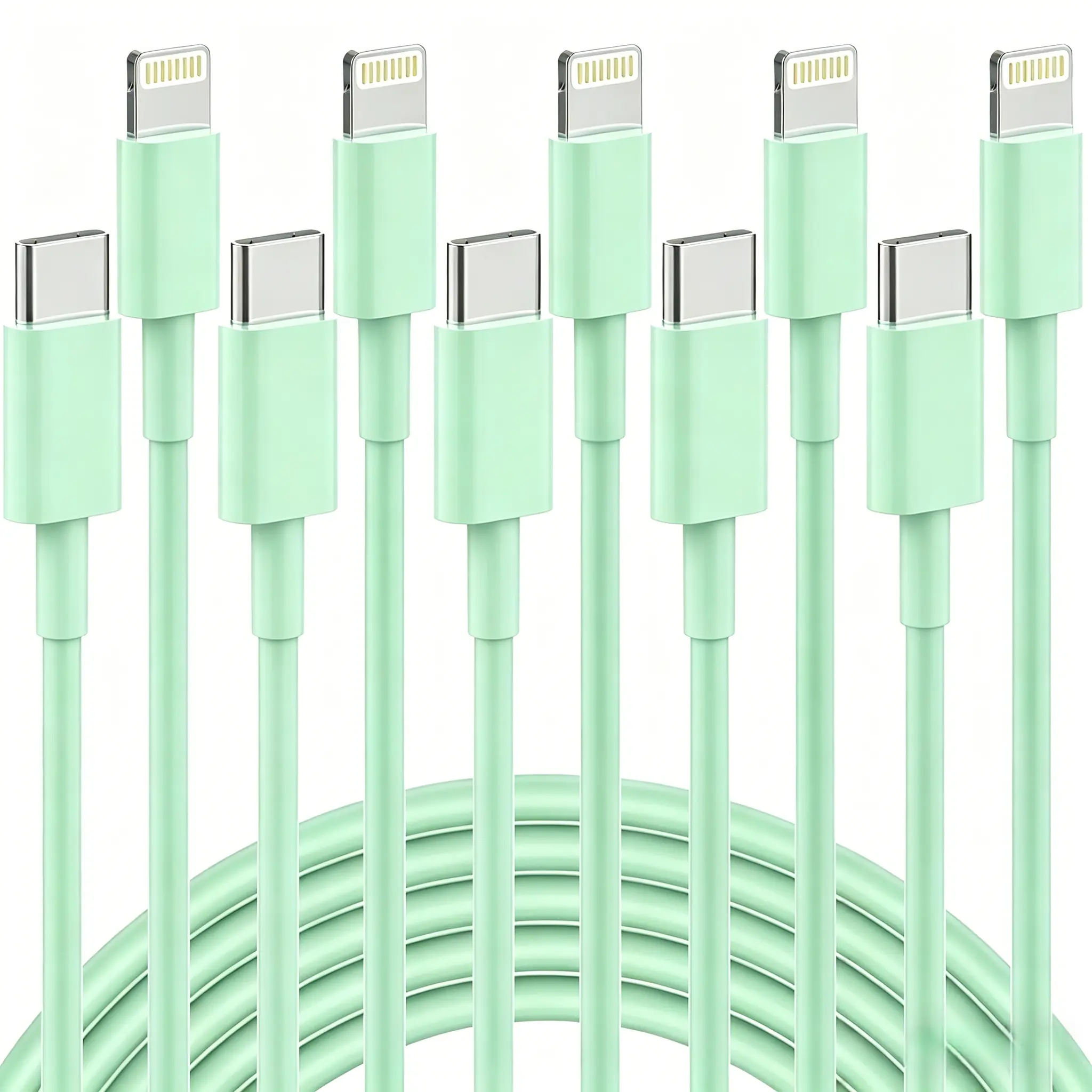 MFi Certified 5-Pack 6FT USB-C to Lightning Fast Charging Cables - USB Type-C Cables & Adapters Compatible with iPhone 14/13/12/11/X/8/7/Plus, iPad, AirPods (White, Cordless-Friendly), Usb-C To Lightning Adapters