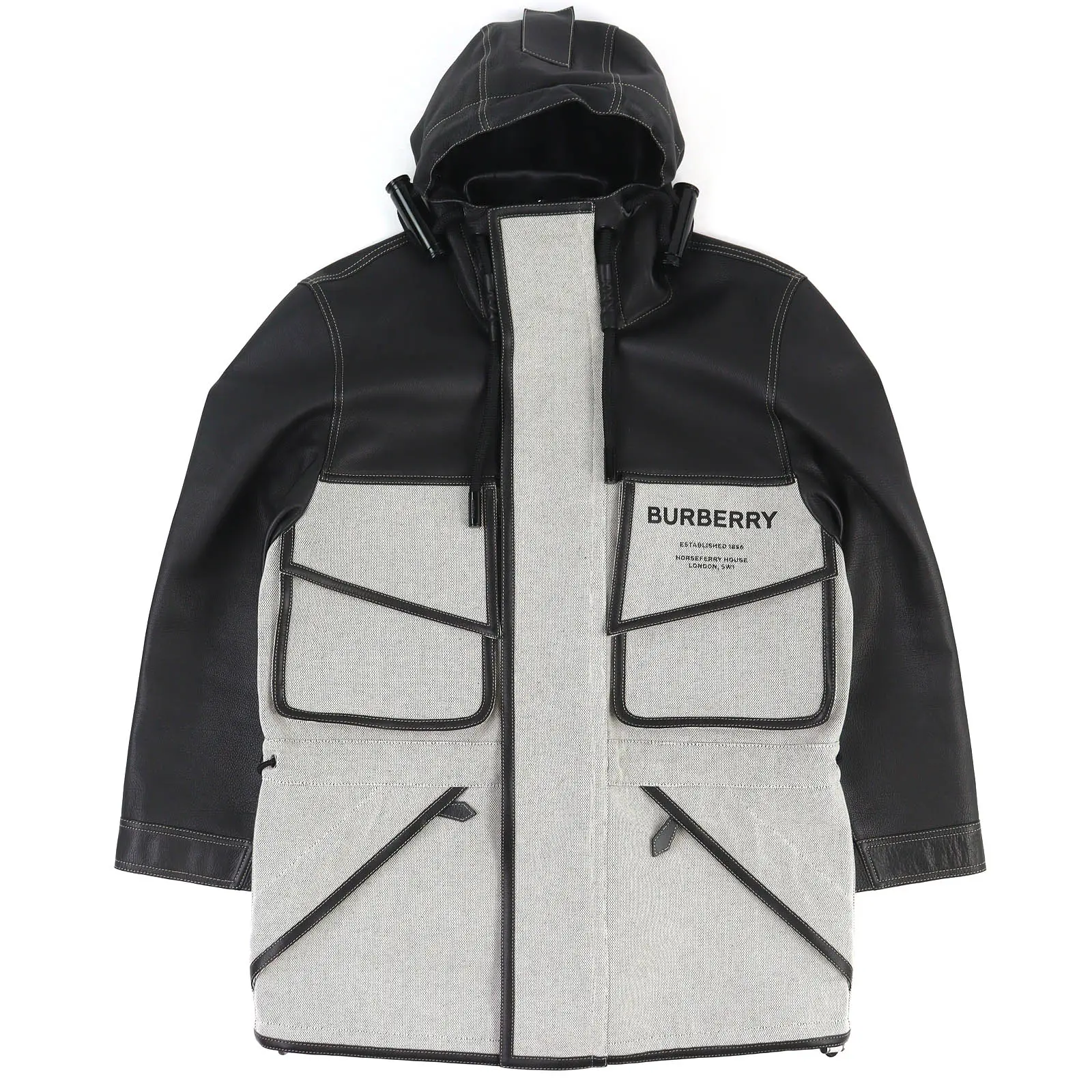 Pre-owned BURBERRY Cotton Small Leather Goods Horseferry Leather Canvas Hooded Jacket