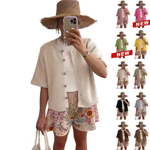 Tanming Women's Short Sleeve Cardigan Sweaters Crew Neck Soft Ribbed Knitting Button Down Tops Lightweight Breathable Summer Layering Cover Up Knitwear Top Flattering Fit for Casual Office Work Travel Springfresh Womenswear #SpringStatements