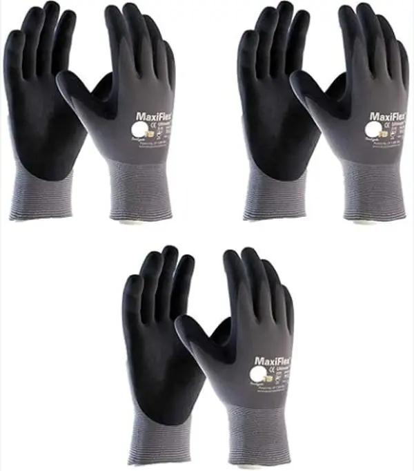 ATG MaxiFlex 34-874 Ultimate Work Gloves - Breathable Nitrile Palm Coated Mechanics Gloves, Durable Non-Slip Safety Grip Gloves for Mechanics & Construction