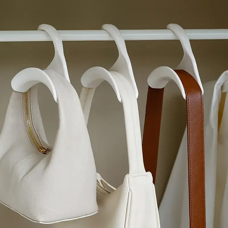 Heavy-Duty Plastic Closet Hooks (6 Per Bag) - Home Organizer Purse Hook, Bag Hanger for Wardrobes, Backpacks, Belts, Scarves, Hats, Pursehook