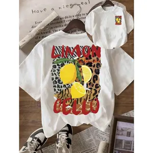 Women Oversized Short Sleeve Graphic Tee Lemon Cello Print Crewneck Summer Casual Loose Fit Cotton Top Streetwear Vacation Outfit