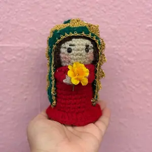 Handmade Crochet Virgin de Guadalupe Keychain