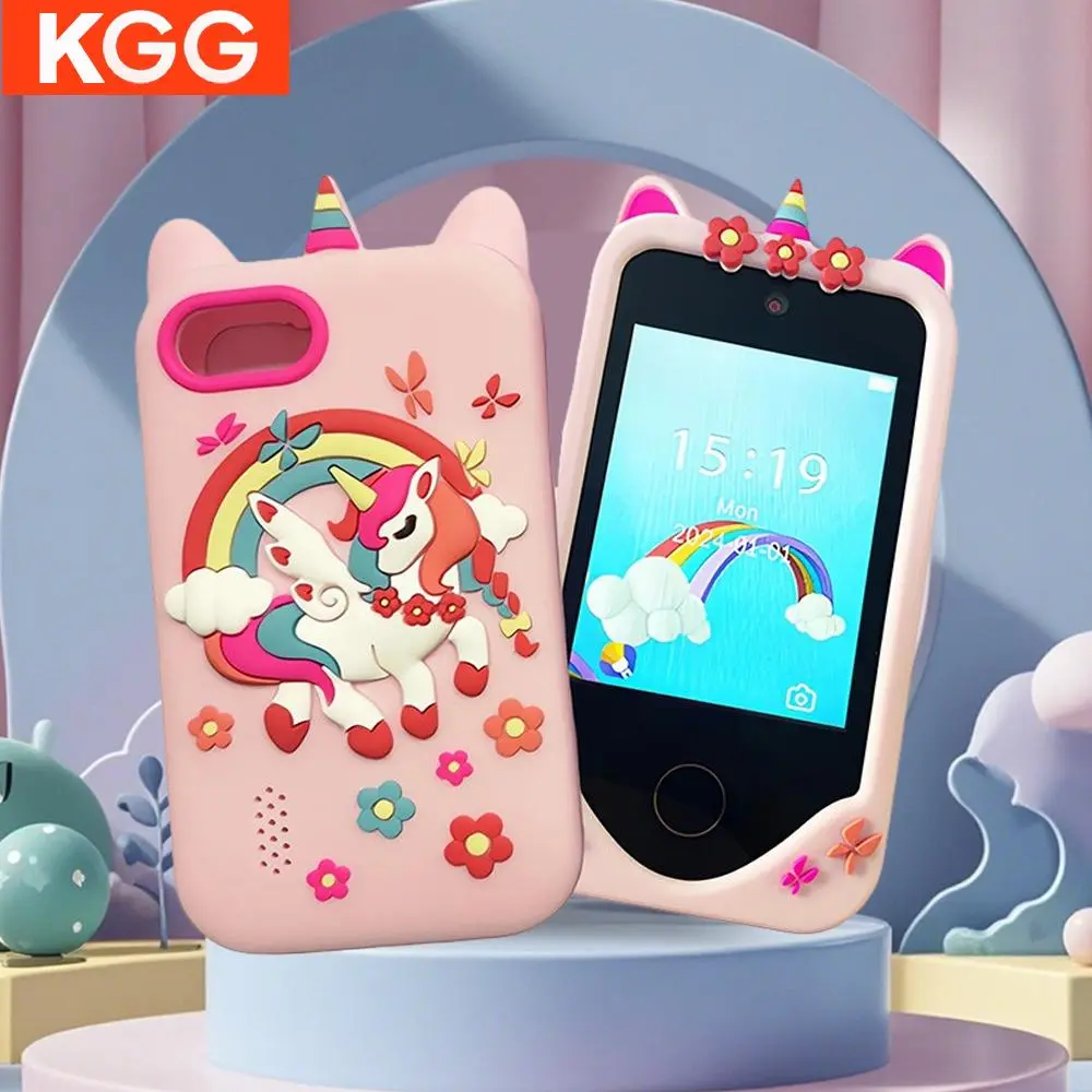 KGG Smart Phone Toy, 1 Set Cute Cartoon Unicorn Pattern Phone Game, Funny Learning Education Tool, Multifunction Music Player Alarm Clock Flashlight Dual Camera Phone
