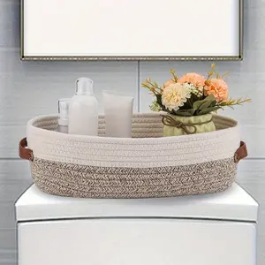 Boho Style Woven Storage Basket, Toiletries Basket, Decorative Bathroom Organizer, Multi-Purpose Household Essentials, Durable & Stylish Design