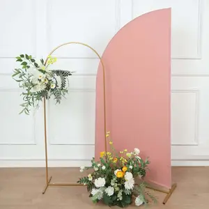 Matte Dusty Rose Fitted Spandex Half Moon Wedding Arch Cover, Custom Fit Chiara Backdrop Stand Cover 6ft
