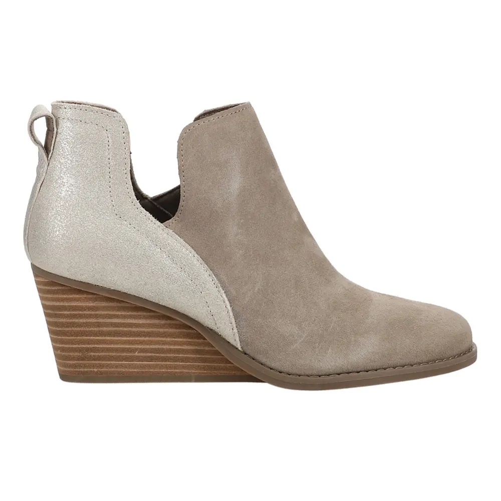 TOMS Womens Gwen Metallic Round Toe Bootie Casual Boots Ankle Mid Heel 2-3" - Grey