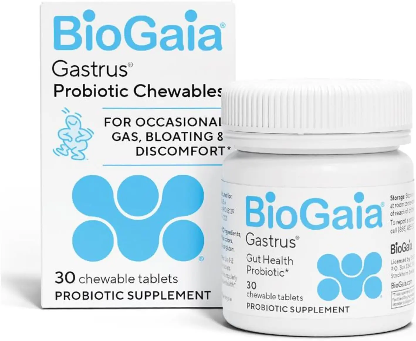 BioGaia Gastrus Gut Health Probiotic, 30 Chewable Tablets Healthy Supplement Digestive Wellness Bundle Debloat Detox