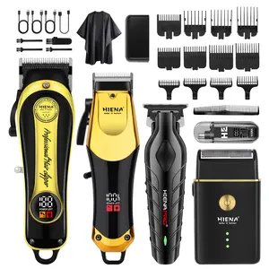 HIENA Men's 5-Piece Professional Barber Equipment - Cordless Foil Electric Shaver, Hair Clipper & Beard Trimmer Kit with Spare Blades, Guards, USB Charging, Abs-Enhanced Grip Design
