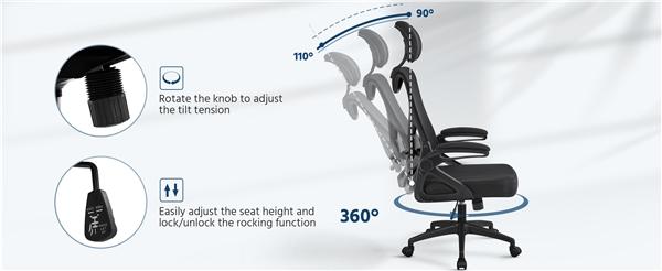 Yaheetech Ergonomic Office Chair, High Back Desk Chair with Adjustable Padded Headrest and Lumbar Support, Computer Chair Mesh for Home Office Office Chair High Back